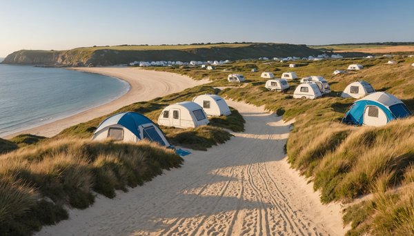 Où se situe le camping la mer blanche par rapport a benodet et aux plages ?